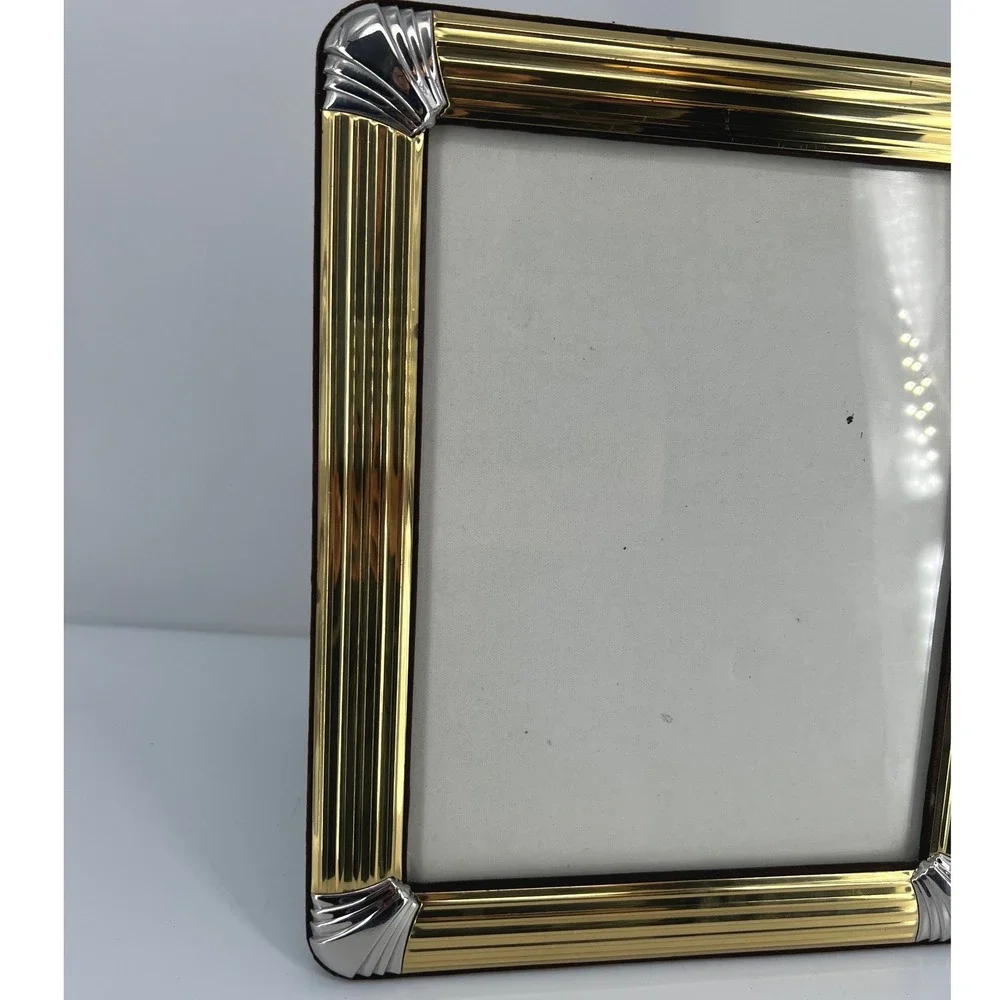 Vintage Photo Frame Mixed Metal Art Deco Gold Silver 8x10 Hollywood Regency Glam